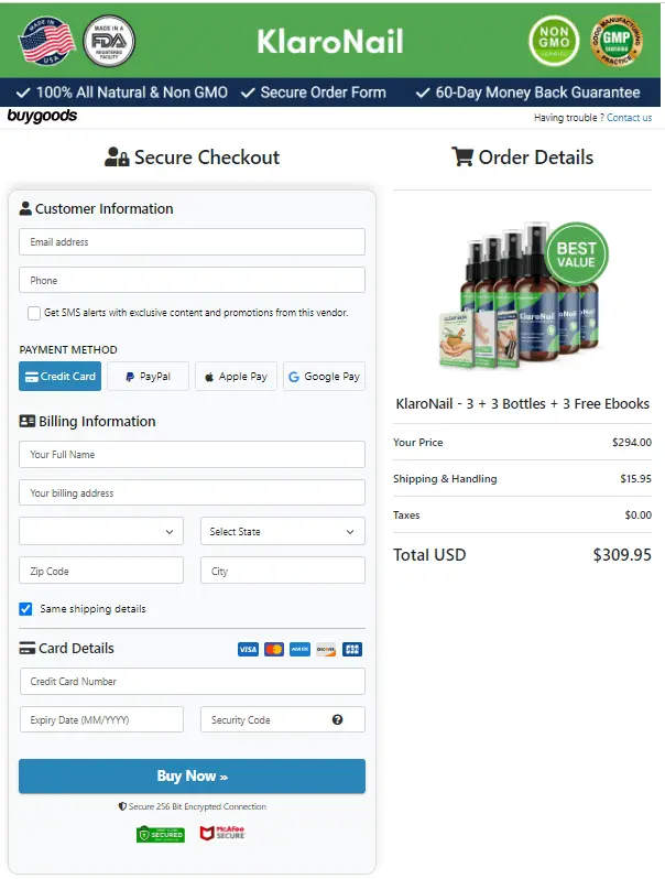 klaronail order page